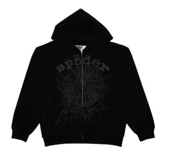 Sp5der Black Phantom Zip Up Hoodie